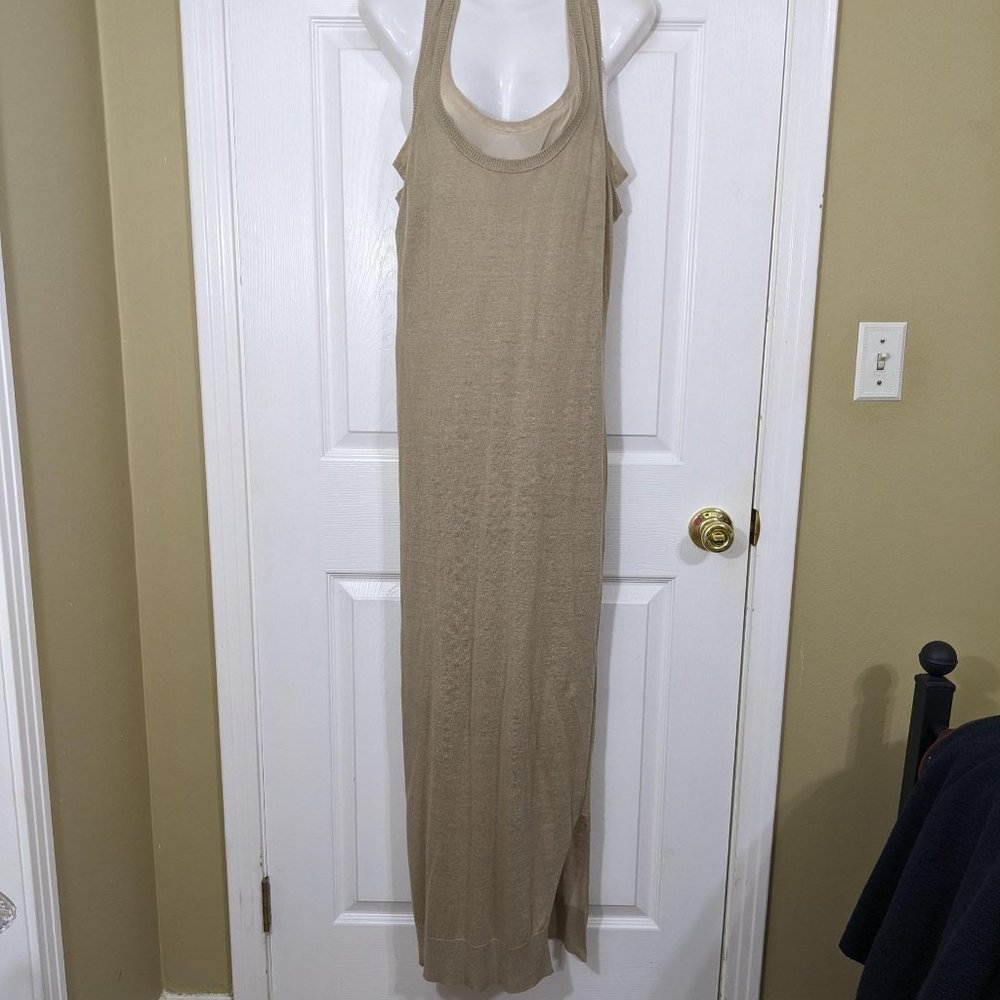 Brochu Walker RARE Layered Linen Tan Sleeveless Sweater Maxi Dress - size S